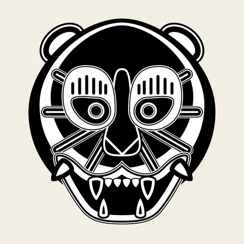 Tiger face roundel — Korean traditional zodiac motif vector (호랑이문 9331)