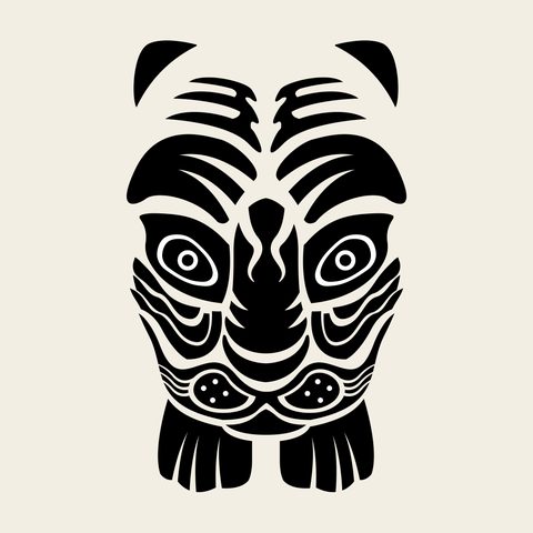 Tiger mask totem — Korean traditional zodiac motif vector (호랑이문 9738)