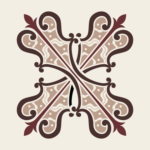 Treasure cross color — Korean traditional treasure motif vector (칠보문 5272)