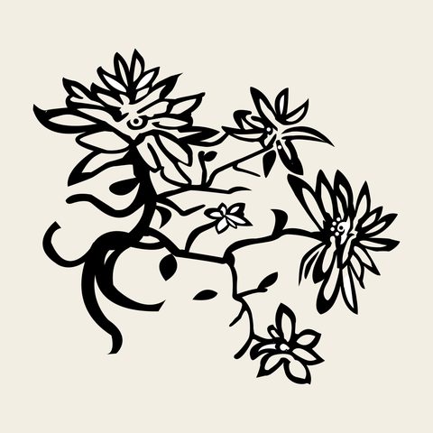 Tree flowering branch — Korean traditional tree motif vector (나무문 5773)
