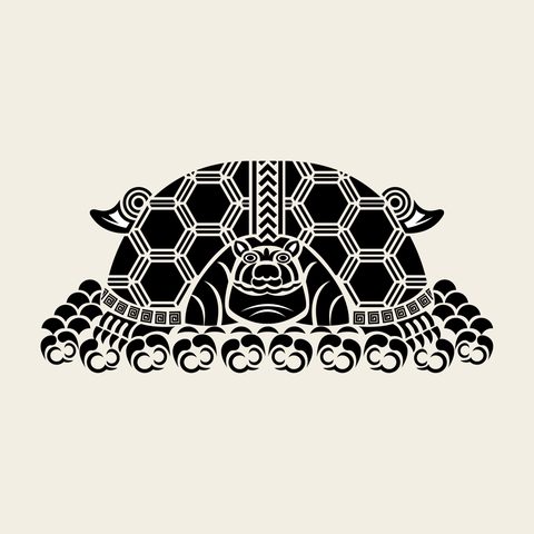 Turtle front scaled — Korean traditional turtle motif vector (거북문 8698)