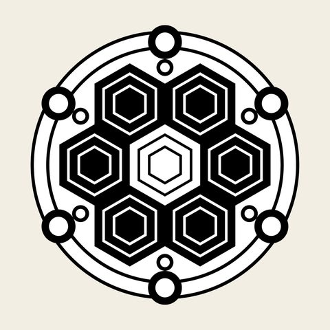 Turtle shell hex roundel — Korean traditional turtle motif vector (거북등문 8637)