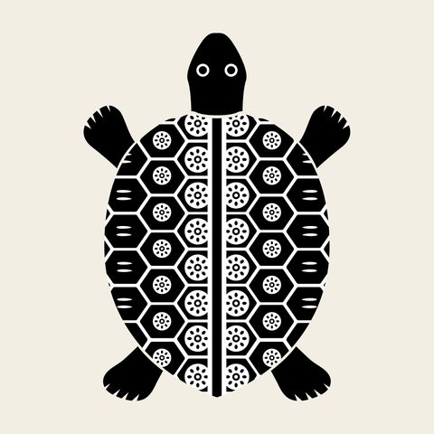 Turtle top view — Korean traditional turtle motif vector (거북문 10150)