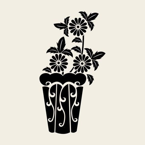 Vase chrysanthemum — Korean traditional vessel motif vector (칠보문 4516)