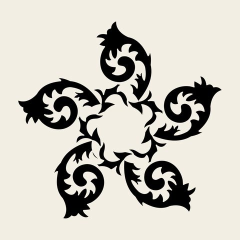 Vine acanthus star — Korean traditional vine motif vector (덩굴문 8848)