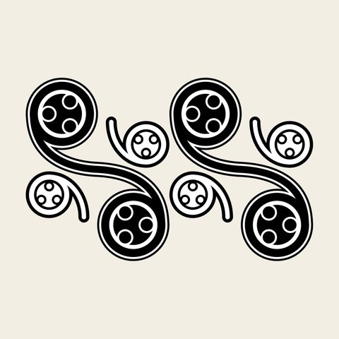 Vine coil pair — Korean traditional vine motif vector (덩굴문 9420)