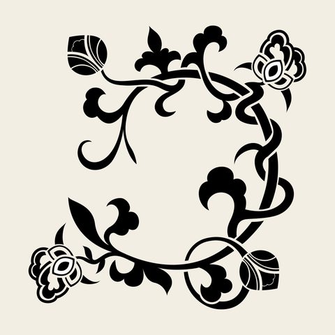 Vine corner frame — Korean traditional vine motif vector (연덩굴문 9241)
