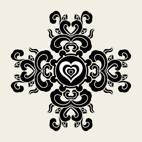 Vine cross rosette — Korean traditional geometry motif vector (덩굴문 9936)