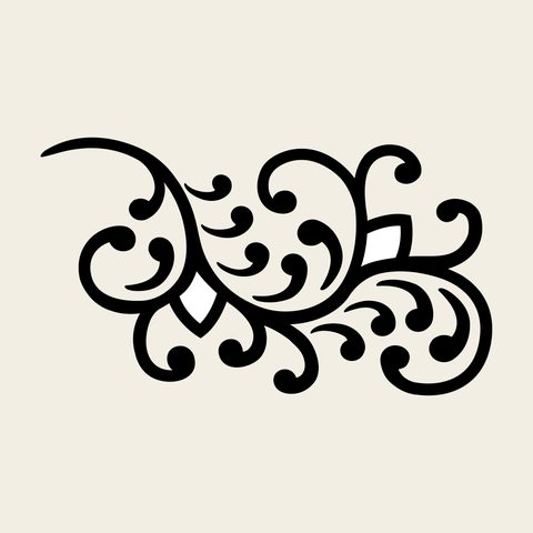 Vine curl scroll — Korean traditional vine motif vector (덩굴문 10224)