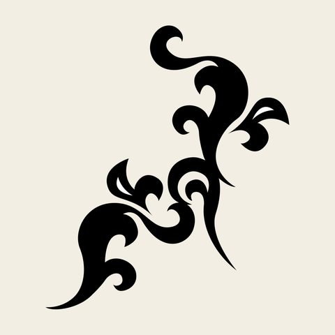 Vine flame scroll — Korean traditional vine motif vector (덩굴문 4088)