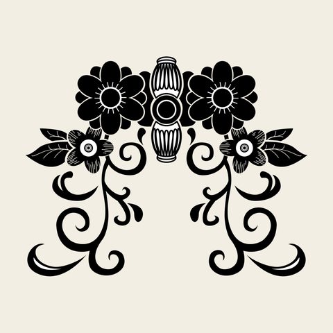 Vine floral arch — Korean traditional vine motif vector (덩굴문 10148)