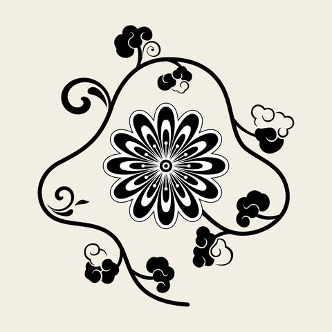 Vine flower frame — Korean traditional vine motif vector (연덩굴문 8456)