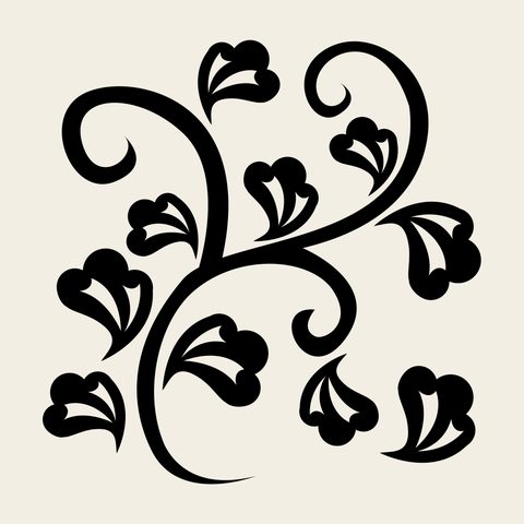 Vine flower scroll — Korean traditional vine motif vector (덩굴문 5821)