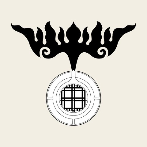 Vine scroll medallion — Korean traditional geometry motif vector (덩굴문 10129)