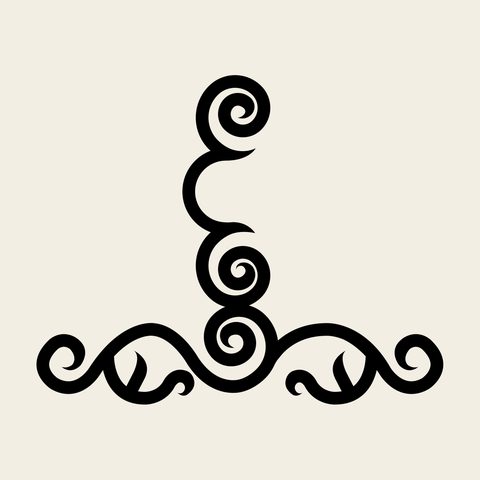 Vine spiral stand — Korean traditional vine motif vector (덩굴문 4766)