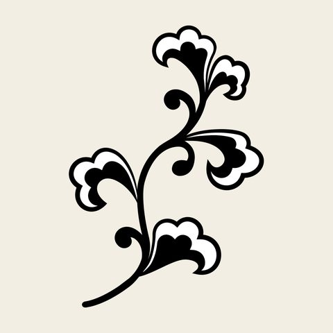 Vine sprig bloom — Korean traditional vine motif vector (연덩굴문 8477)