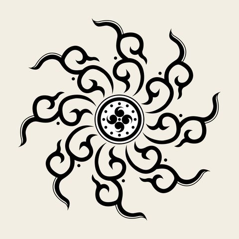 Vine swirl roundel — Korean traditional geometry motif vector (덩굴문 9828)
