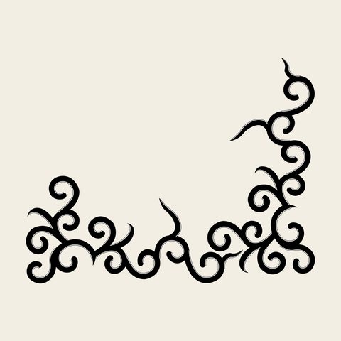 Vine thorn corner — Korean traditional vine motif vector (덩굴문 9893)