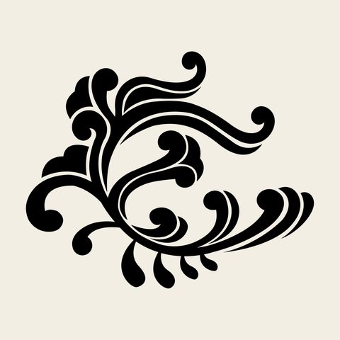 Vine wave scroll — Korean traditional vine motif vector (덩굴문 10228)