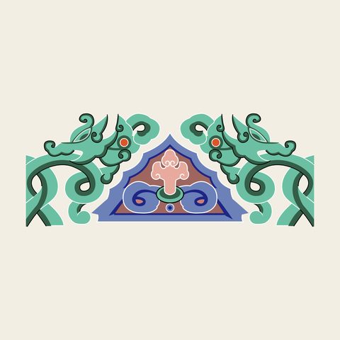 Wall panel dragon scroll — Korean traditional wall-panel motif vector (경복궁 교태전 포벽A)