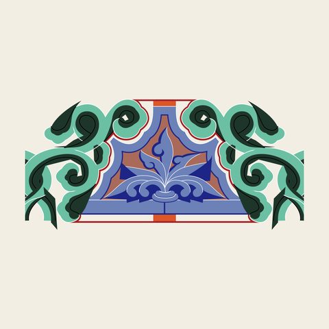 Wall panel lotus scroll — Korean traditional wall-panel motif vector (경복궁 교태전 포벽C)