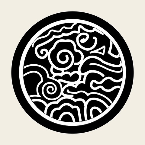 Wave cloud roundel — Korean traditional landscape motif vector (오덕사 선조대왕태실비 5719)