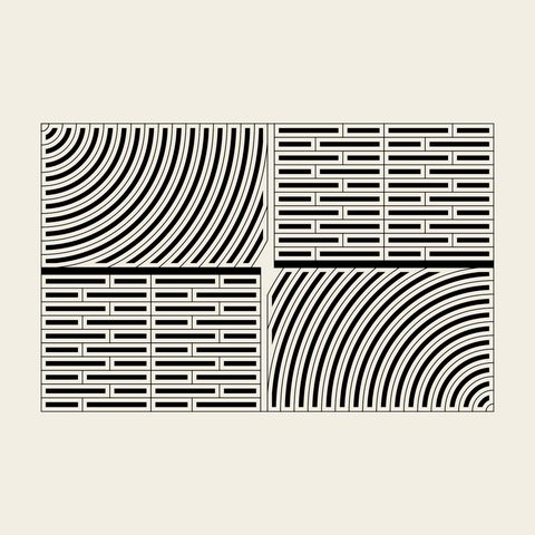 Wave hatch quad — Korean traditional hatch motif vector (빗금문 4702)