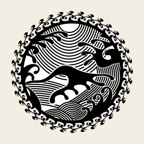 Wave roundel — Korean traditional wave motif vector (물결문 9766)