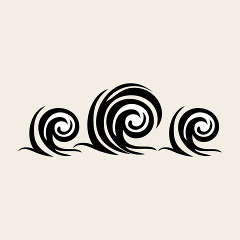 Wave triple curl — Korean traditional wave motif vector (물결문 8616)