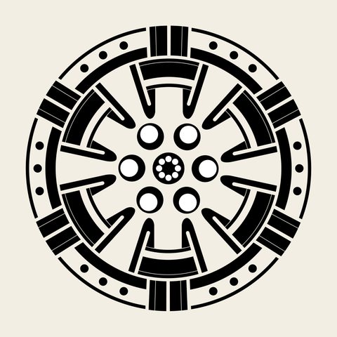 Wheel roundel spokes — Korean traditional circle motif vector (동그라미문 8389)