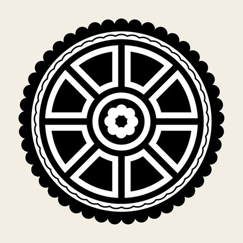 Wheel roundel — Korean traditional medallion motif vector (문살문 9963)