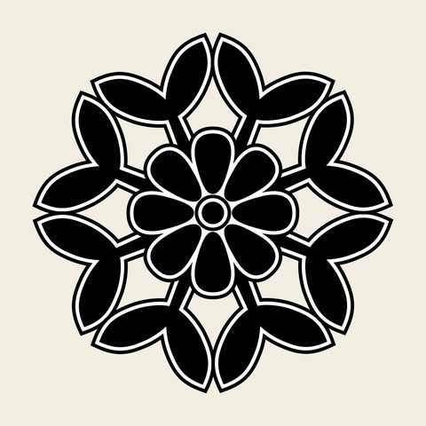 Wildflower rosette — Korean traditional blossom motif vector (풀꽃문 9461)