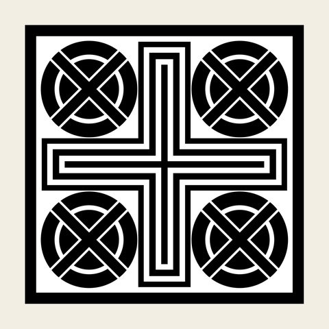 Window cross four roundel — Korean traditional window motif vector (십자문 9373)