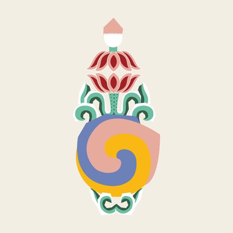 Window ornament jinseonmun — Korean traditional dancheong motif vector (창덕궁 진선문 살대)