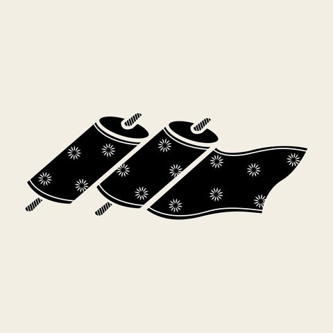 Wrapped fan pair — Korean traditional scroll motif vector (칠보문 9795)