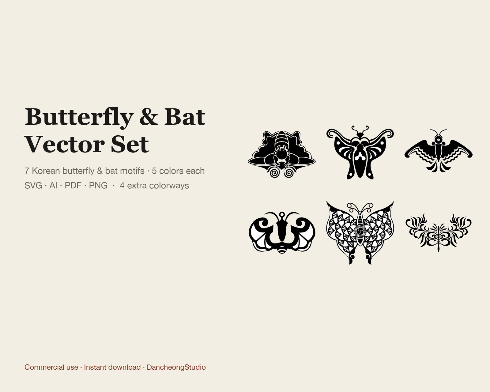 Butterfly & Bat Vector Set — Vector Motif Set — cover