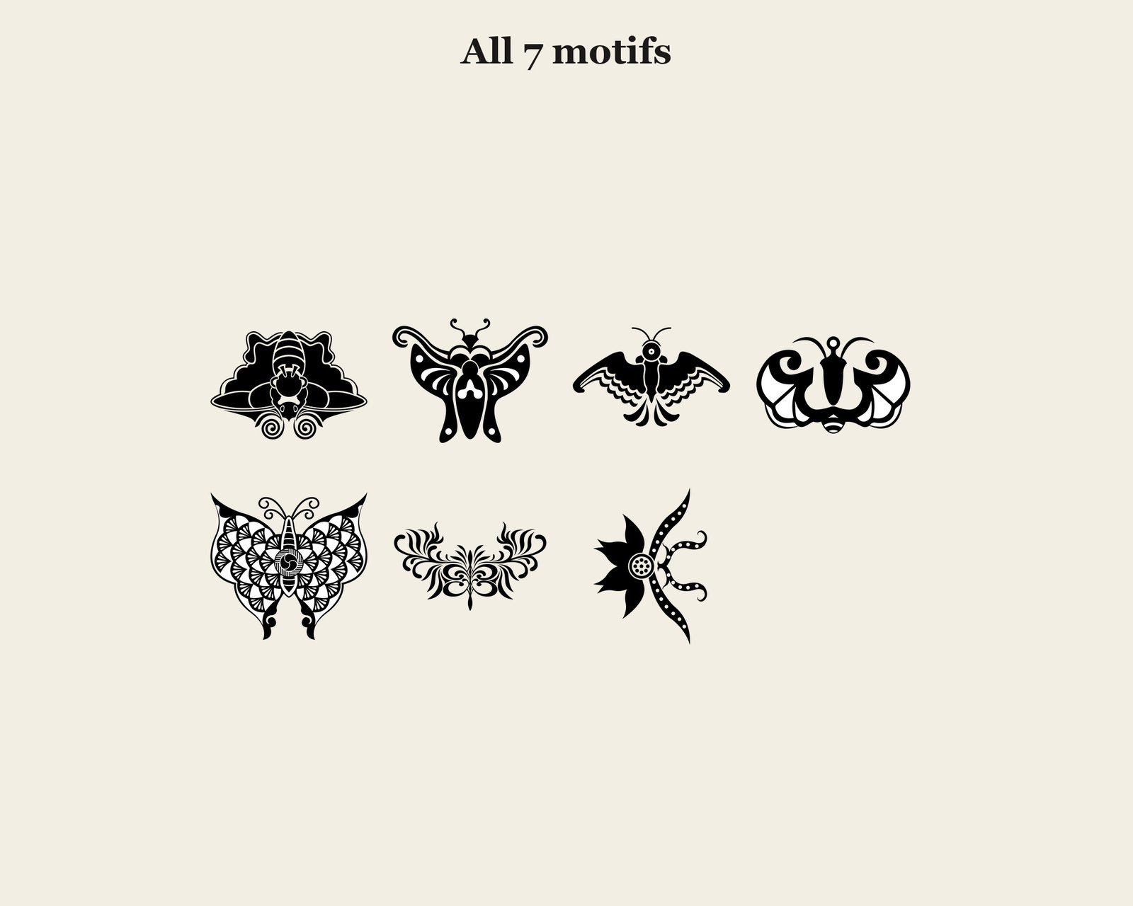 Butterfly & Bat Vector Set — motifs overview