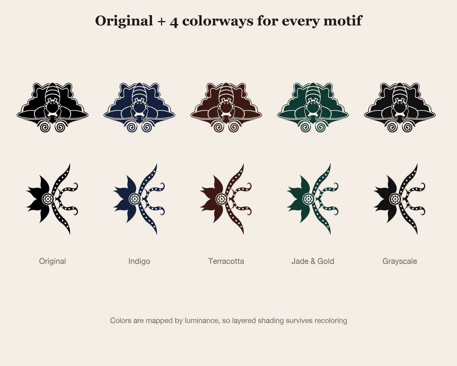 Butterfly & Bat Vector Set — colourways