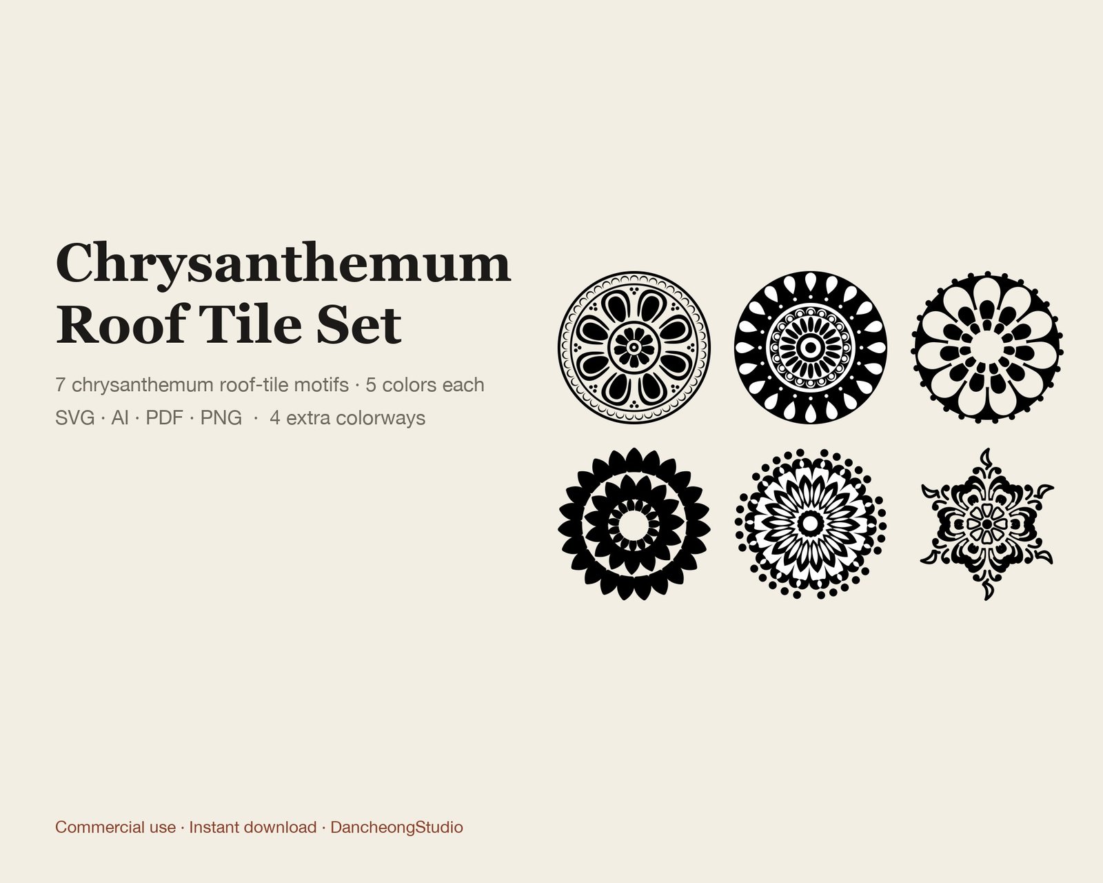Chrysanthemum Roof Tile Set — Vector Motif Set — cover