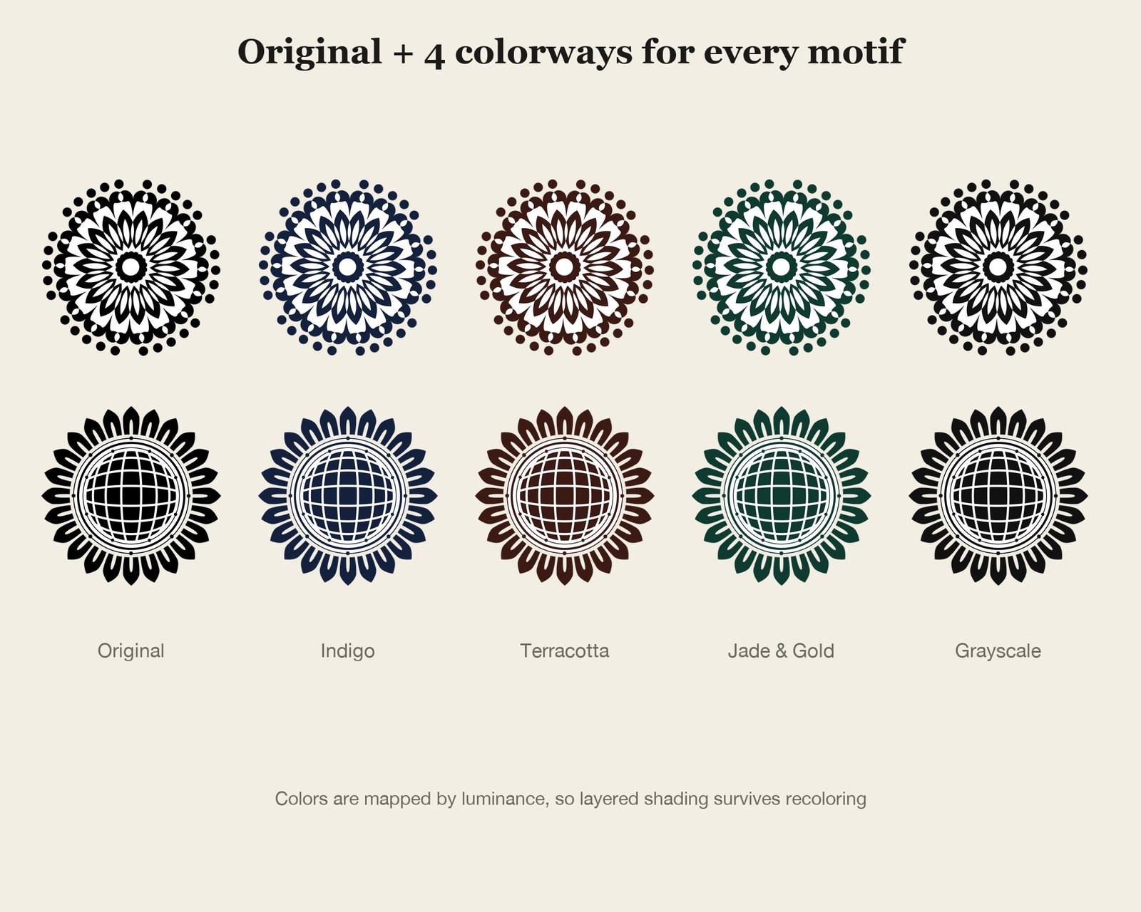 Chrysanthemum Roof Tile Set — colourways