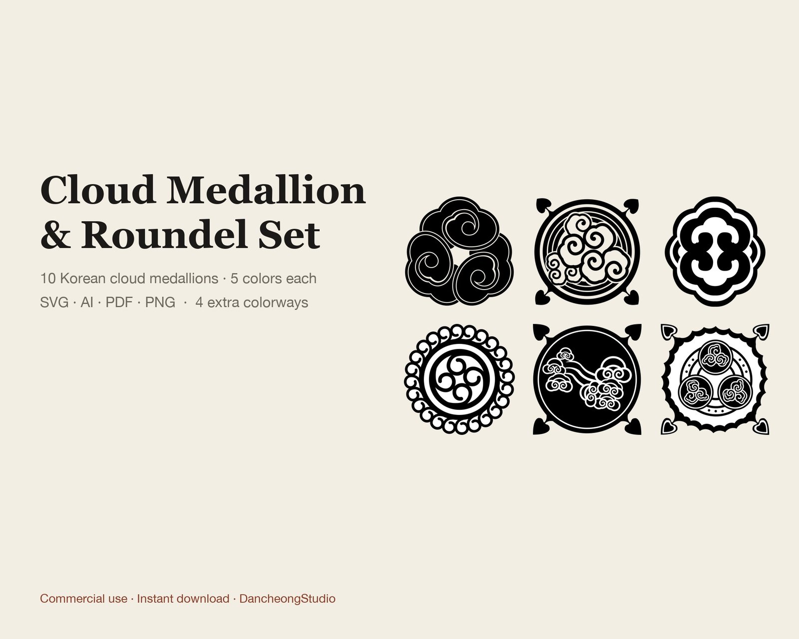 Cloud Medallion & Roundel Set — Vector Motif Set — cover