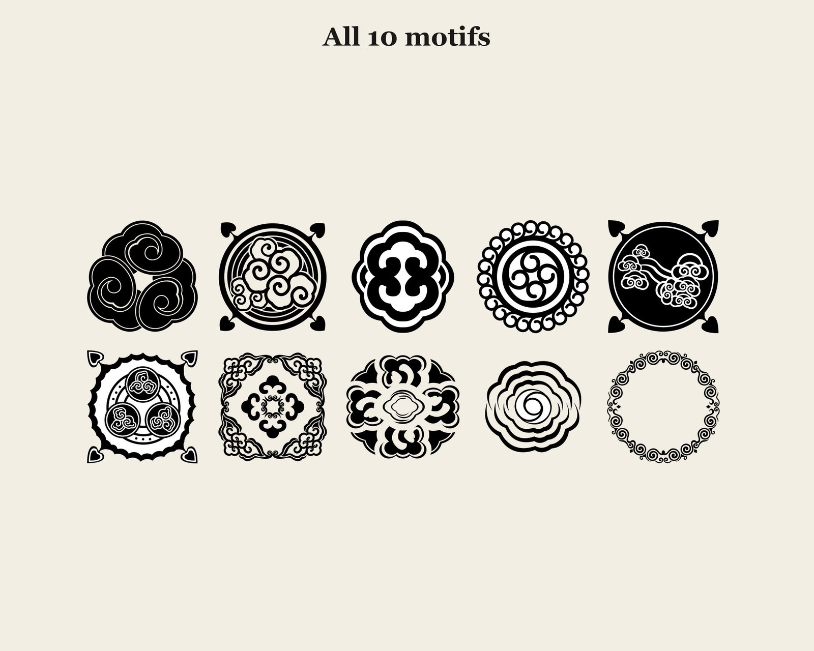 Cloud Medallion & Roundel Set — motifs overview