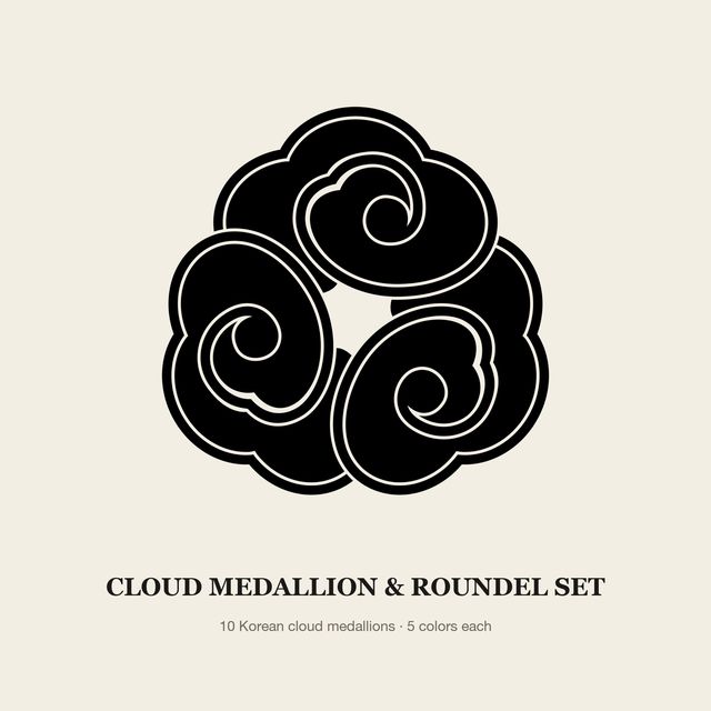 Cloud Medallion & Roundel Set — Vector Motif Set