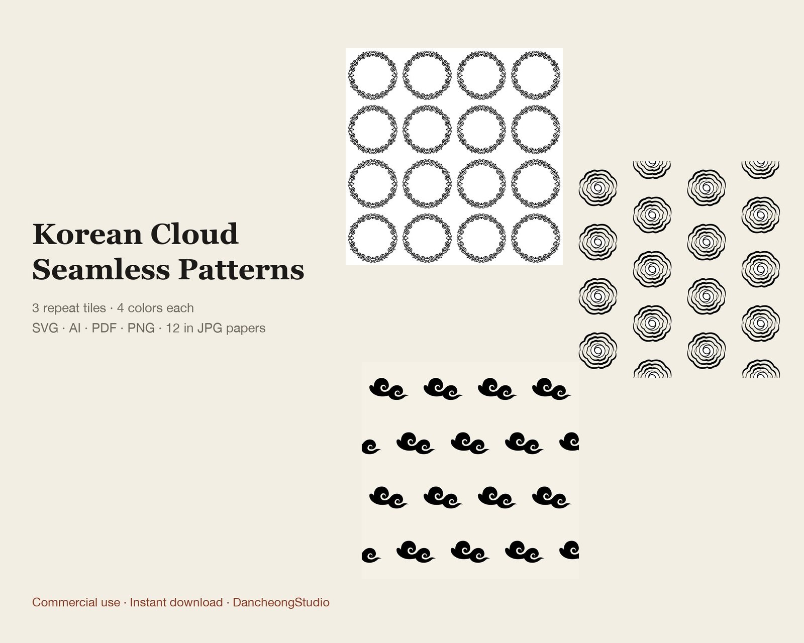 Korean Cloud Seamless Patterns — Seamless Vector Tile — cover