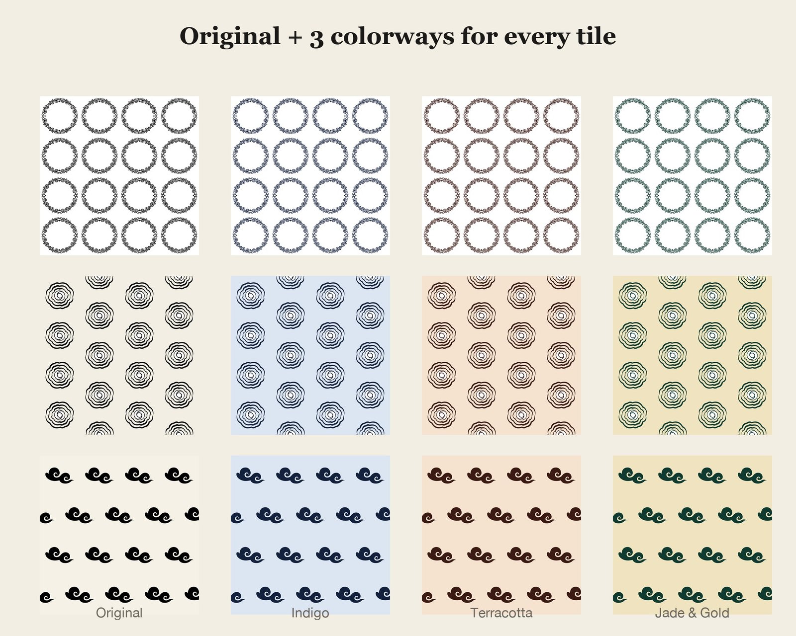 Korean Cloud Seamless Patterns — colourways