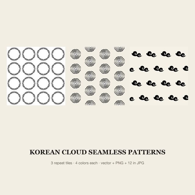 Korean Cloud Seamless Patterns — Seamless Vector Tile