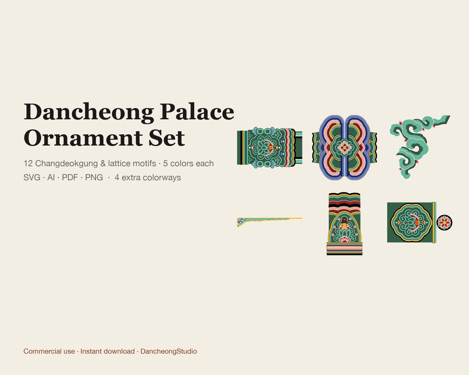 Dancheong Palace Ornament Set — Vector Motif Set — cover