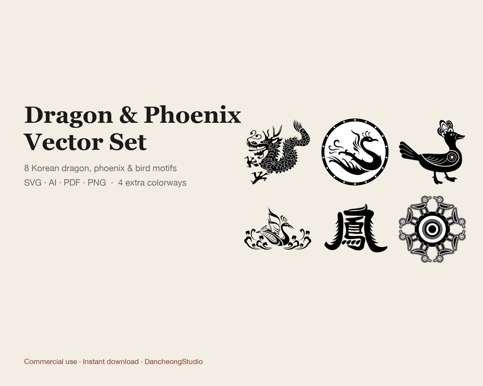 Dragon & Phoenix Vector Set — Vector Motif Set — cover