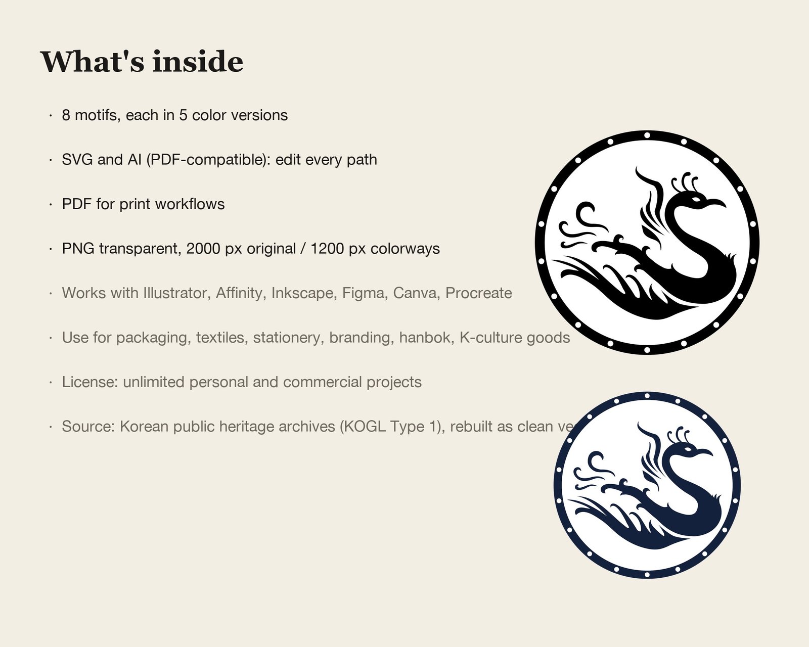 Dragon & Phoenix Vector Set — what's inside