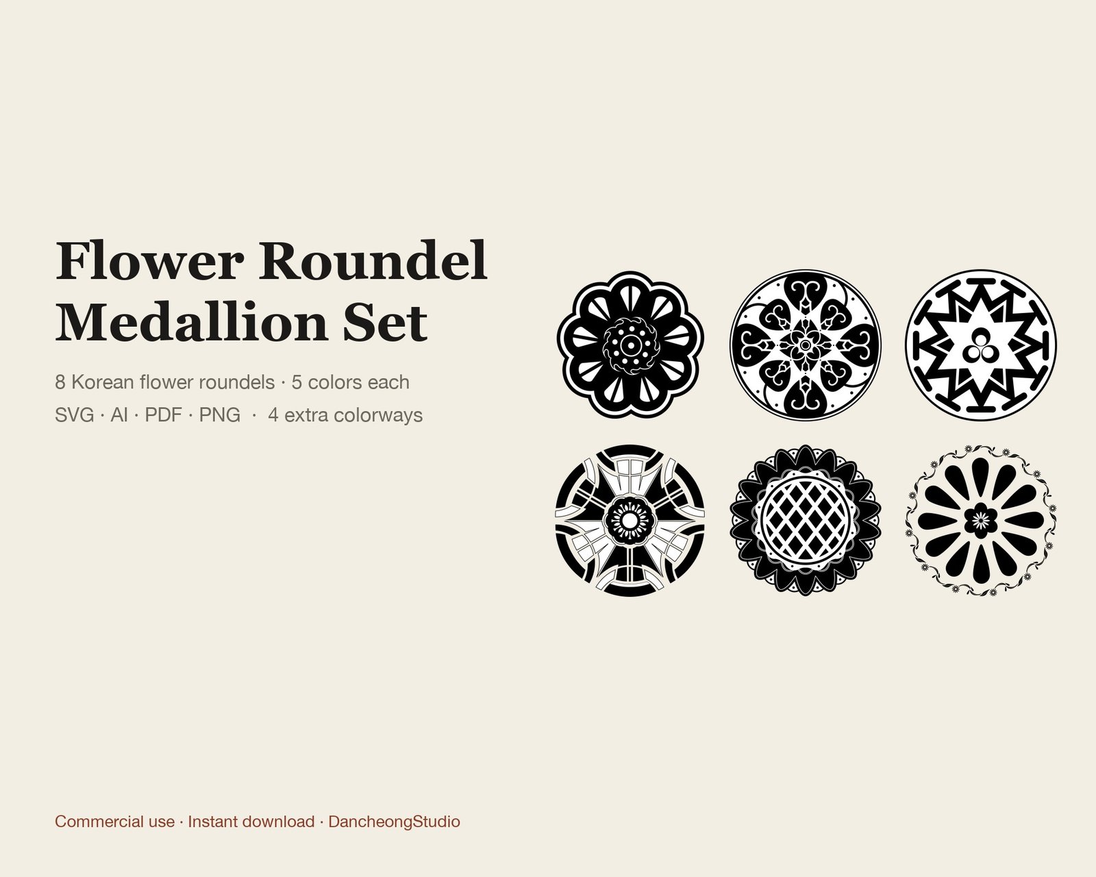 Flower Roundel Medallion Set — Vector Motif Set — cover